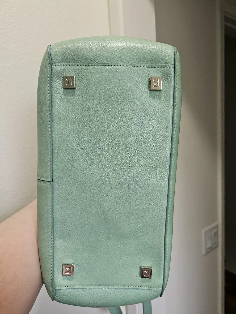Massaccesi Mint Green Handmade Vachetta Leather Charlotte Satchel GUC